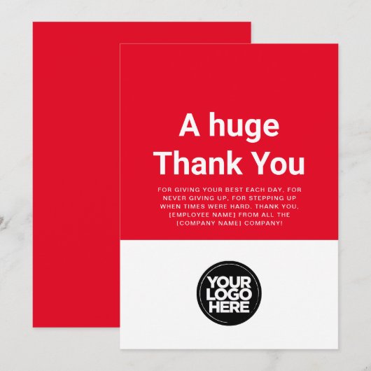 Aangepast rood Dank u de Kaart van de Waardering v (Voorkant / Achterkant)