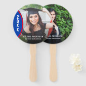 Aangepast rood en blauw Afstuderen - Fotofoto Hand Handwaaier (Voorkant en achterkant)