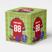Aangepast rood en blauw Football Jersey op het vel Bedankdoosjes (Voorkant Zijde)