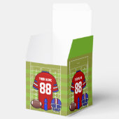 Aangepast rood en blauw Football Jersey op het vel Bedankdoosjes (Geopend)
