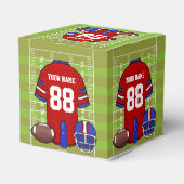 Aangepast rood en blauw Football Jersey op het vel Bedankdoosjes (Achterkant)