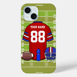 Aangepast rood en blauw Football Jersey op het vel iPhone 15 Case