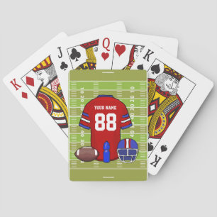 Aangepast rood en blauw Football Jersey op het vel Pokerkaarten
