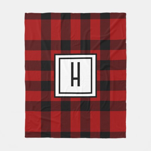 Aangepast rood en zwart gecheckt fleece deken (Voorkant)