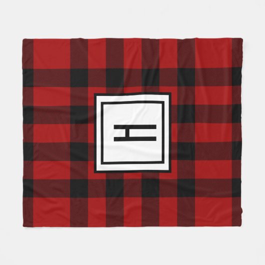 Aangepast rood en zwart gecheckt fleece deken (Voorkant (Horizontaal))