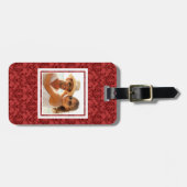 Aangepast rood fotopapier bagagelabel (Voorkant horizontaal)