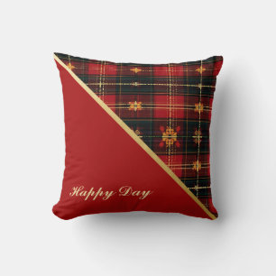 Aangepast Rood-Goud Plaid Sierkussen