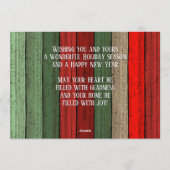 Aangepast rood groen weeplanken patroon H Feestdagenkaart (Achterkant)