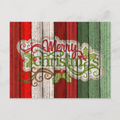 Aangepast rood groen weerspatroon met hout briefkaart (Voorkant)