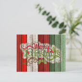 Aangepast rood groen weerspatroon met hout briefkaart (Staand voorkant)