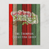 Aangepast rood groen weerspatroon met hout briefkaart (Voorkant)