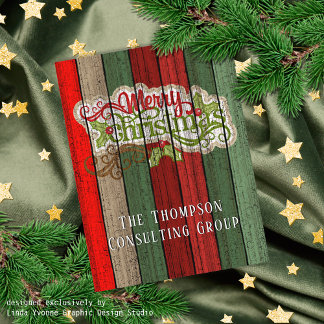Aangepast rood groen weerspatroon met hout briefkaart