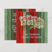 Aangepast rood groen weerspatroon met hout feestdagenkaart (Voorkant / Achterkant)