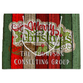 Aangepast rood groen weerspatroon met hout groot cadeauzakje (Voorkant)