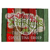 Aangepast rood groen weerspatroon met hout groot cadeauzakje (Achterkant)