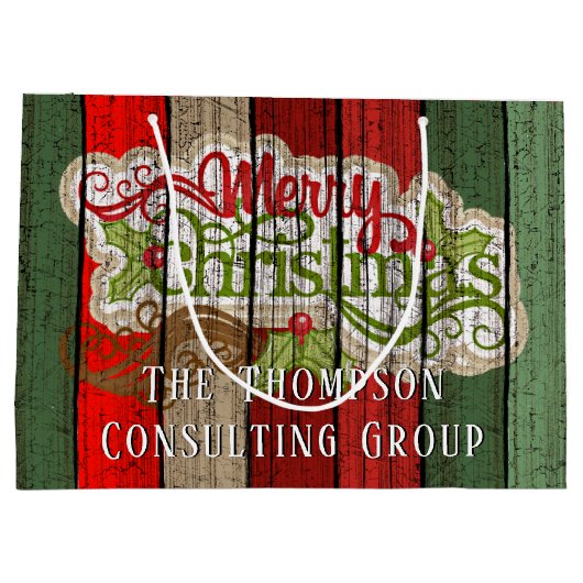 Aangepast rood groen weerspatroon met hout groot cadeauzakje (Achterkant)