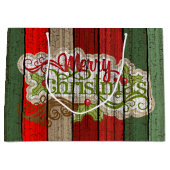 Aangepast rood groen weerspatroon met hout groot cadeauzakje (Voorkant)