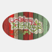 Aangepast rood groen weerspatroon met hout ovale sticker (Voorkant)