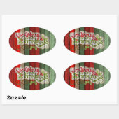 Aangepast rood groen weerspatroon met hout ovale sticker (Vel)