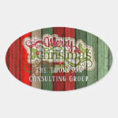 Aangepast rood groen weerspatroon met hout ovale sticker (Voorkant)