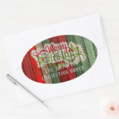 Aangepast rood groen weerspatroon met hout ovale sticker (Envelop)