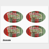 Aangepast rood groen weerspatroon met hout ovale sticker (Vel)