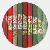 Aangepast rood groen weerspatroon met hout ronde sticker (Voorkant)