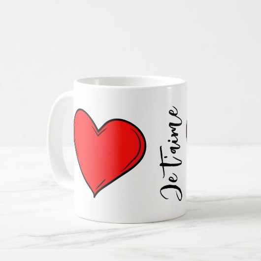 Aangepast rood hart koffiemok (Voorkant links)