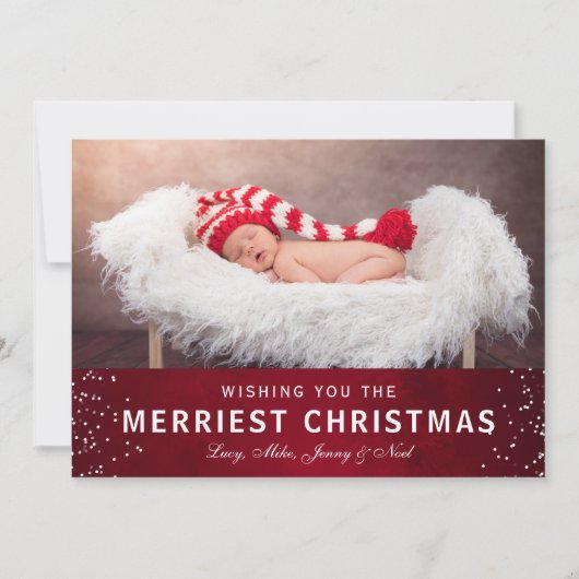 Aangepast rood kerstfoto-collage feestdagenkaart (Voorkant)