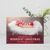 Aangepast rood kerstfoto-collage feestdagenkaart (Staand voorkant)
