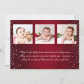 Aangepast rood kerstfoto-collage feestdagenkaart (Achterkant)