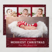 Aangepast rood kerstfoto-collage feestdagenkaart (Voorkant / Achterkant)