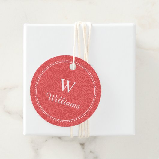 Aangepast  rood-larkspurpatroon bedankjes labels (In situ)