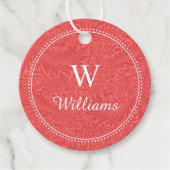 Aangepast  rood-larkspurpatroon bedankjes labels (Voorkant)