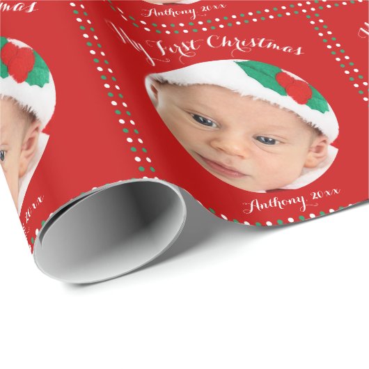 Aangepast rood mijn eerste kerstcadeaupapier cadeaupapier (Rol Hoek)