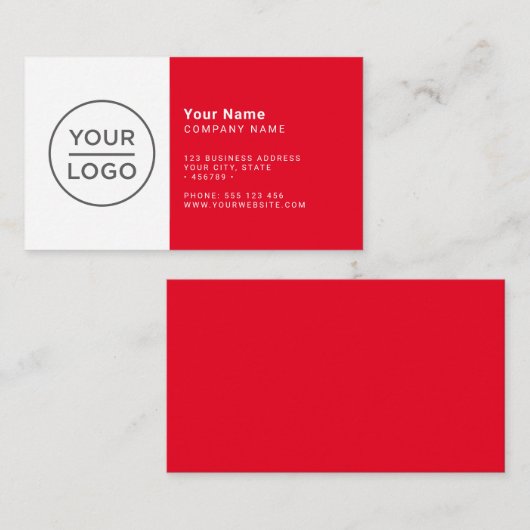 Aangepast rood modern minimalistisch elke kleur visitekaartje (Voorkant / Achterkant)