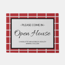 Aangepast rood onroerend goed Open House Doormat Deurmat