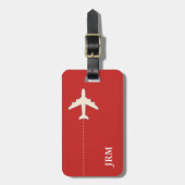 aangepast rood reisvliegtuig bagagelabel (Voorkant verticaal)
