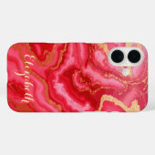 Aangepast rood & roze marmer met goud Case-Mate iPhone case (Achterkant (horizontaal))