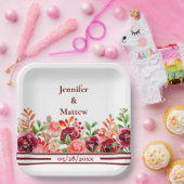 Aangepast rood roze Oranje bloempapier Bord (Feest)