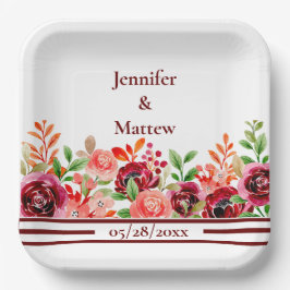 Aangepast rood roze Oranje bloempapier Bord