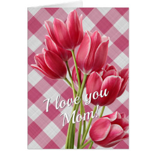Aangepast  rood roze tulpen roze rode gingham