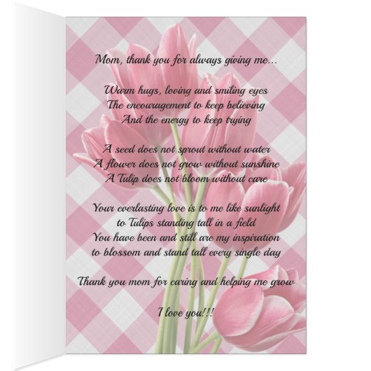 Aangepast  rood roze tulpen roze rode gingham (Binnen (Rechts))