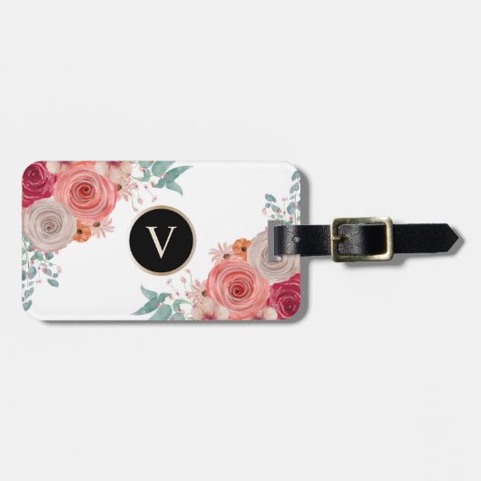 Aangepast rood rozen bagagelabel (Voorkant horizontaal)