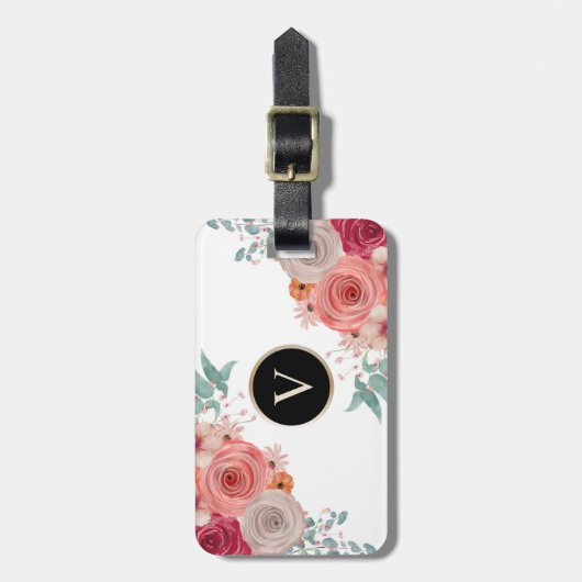 Aangepast rood rozen bagagelabel (Voorkant verticaal)
