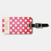 Aangepast  rood van wit poladots patroon bagagelabel (Voorkant horizontaal)