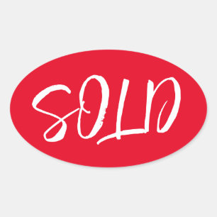 Aangepast rood verkocht ticker ovale sticker