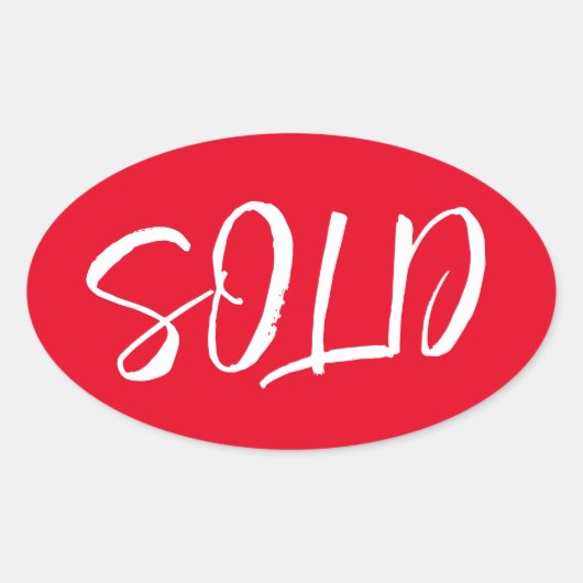 Aangepast rood verkocht ticker ovale sticker (Voorkant)