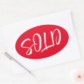 Aangepast rood verkocht ticker ovale sticker (Envelop)