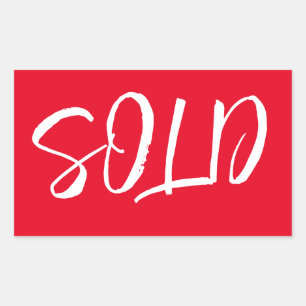 Aangepast rood verkocht ticker rechthoekige sticker